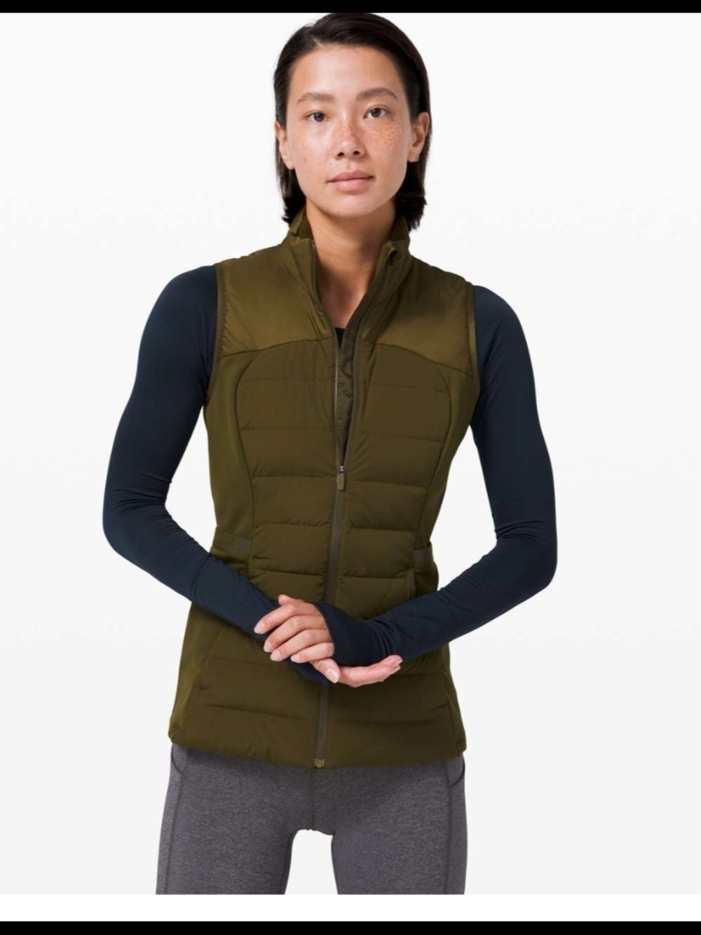 Lululemon Down For It All Vest Moss Green Goose Down Run Vest Size 6